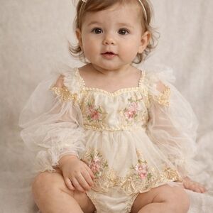 Elegant Baby Dress with Floral Embroidery
